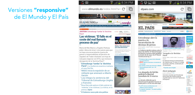 Versiones responsive El Mundo - El País